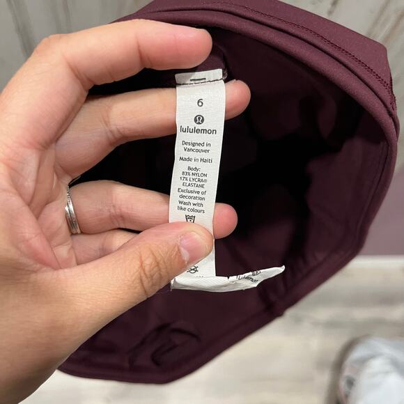 Lululemon Women Fast Free HR Crop 19” LW6BCUS Maroon Size 6 Gym Workout - Picture 4 of 8